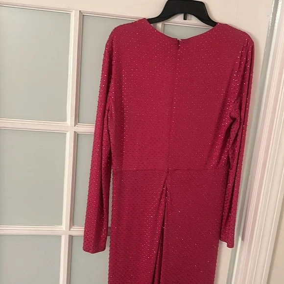 Veronica Beard Kiah Rhinestone Plunge Neck Long Sleeve High-Low Maxi Dress - Picture 8 of 10